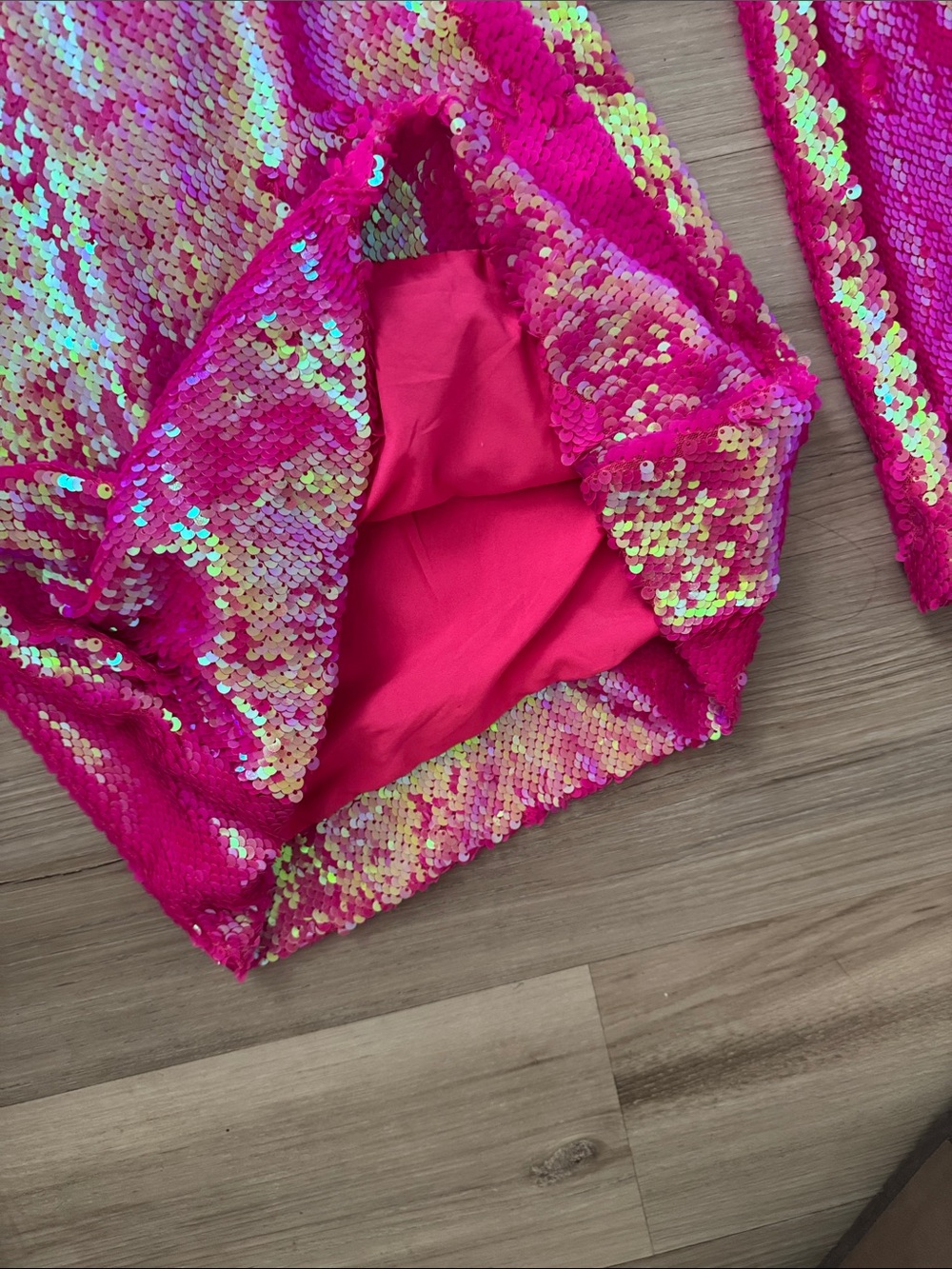 Iridescent Hot Pink Sequin Flare Pants - Picture 4 of 7